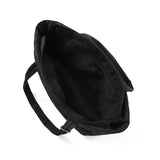 Tote Quilted Puffer with Front Pocket and Luggage Strap Black