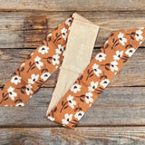 Brown and Cream Floral Western Skinny Cowgirl Mini Wild Rag Scarf Necktie