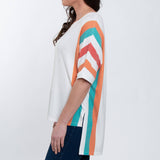 Daya Stripe Dolman Half Sleeve Scoop Neck Hi-Lo Top