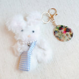 Brush My Rabbit Bag Charm Keychain White