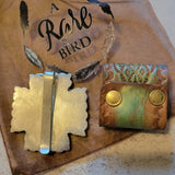 Western Southwestern Hat Hugger Wild Rag Scarf Slide Cross Stone Etched Concho