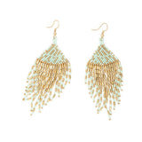 Fluorescence Beaded Drop Earrings in Gold & Blue