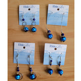 Blue Glass Bead Hexagon Dangle Earring