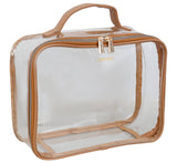 Joan & David Straw Texture 4-Piece Clear Cosmetic Bag Set