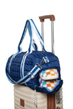 Navy Striped Quilted Weekender Bag – Women’s Travel Duffel