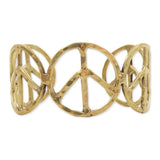 Woodstock Vibes Peace Sign Cuff Bracelet — Gold