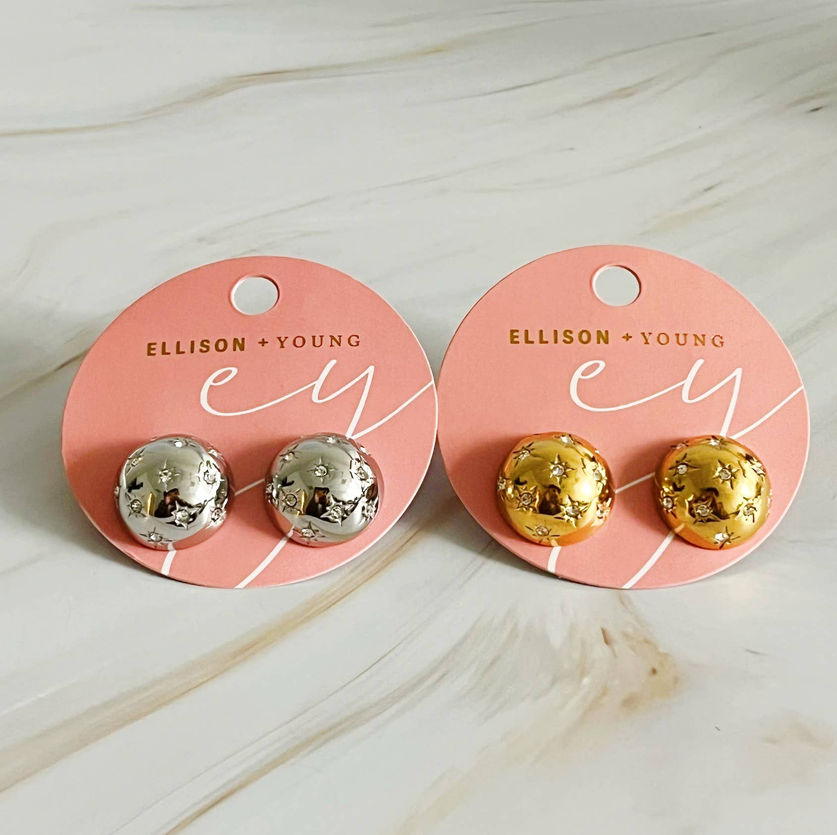 Starlight Sphere Stud Earrings – Silver