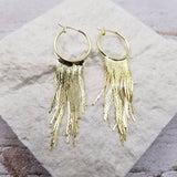 Circle Hoop Tassel Earrings Gold