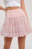 Pink Ruffle Tiered Tulle Tutu Mini Skirt