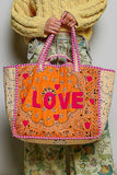 LOVE Bandana Quilted Tote Bag | Orange Multi