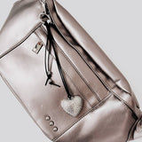 With Love Heart Bag Charms Silver