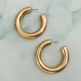 Round And Smooth Large Hoop Earrings Gold