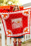 Red Cattle Brand, Horse & Desert Double-Sided Wild Rag — Western Scarf