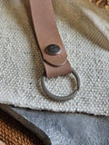 Hand-Cut Dusty Blush Leather Key Fob with Silver Hardware