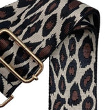 Cream Brown Jaguar Print Adjustable Crossbody Bag Purse Guitar Strap