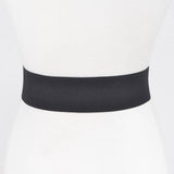 Rhinestone Buckle Elastic Waist Belt in Black & Clear