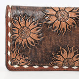 Hand-Tooled Genuine Leather Western Floral Clutch Purse