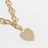 Gold Dipped Chunky Chain Heart Pendant Necklace | Gold
