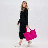 Sky's The Limit Large Woven Neoprene Tote | Fuchsia