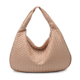 Victoria Woven Vegan Leather Hobo Bag | Natural