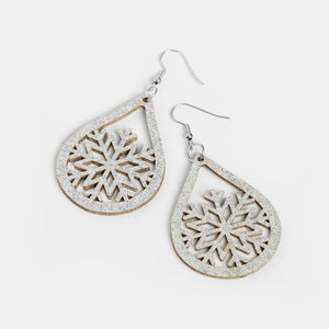 Winter Snowflake Teardrop Earrings Christmas