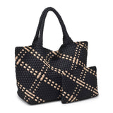 Sky's The Limit Large Woven Neoprene Tote | Black & Nude