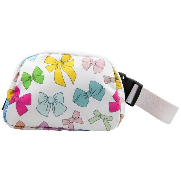 Multicolored Bow Pattern Belt Sling Bag