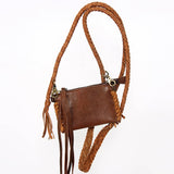 American Darling Mini Brown Leather Braided-Strap Crossbody