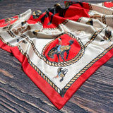 Wild West Rodeo Print Wild Rag Scarf | Red & Cream | 36x36