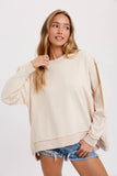 Crewneck Oversized Cotton Blend Sweatshirt Oatmeal