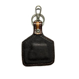 Western Cow Tooled Leather Cattal Tag Ket Chain Bag Charm