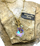Crystal Beaded Charm Necklace | 14kt Gold-Plated Paperclip Chain | 18"