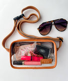 Kacey Clear Fanny Pack Sling Bum Waist Bag  Leopard Print w Rainbow Metallic