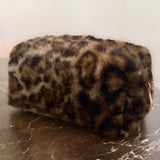 Furly Fuzzy Leopard Cosmetic Case Makeup Pouch