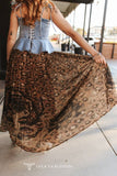 Leopard Western Print Sheer Maxi Skirt