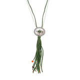 Neklez Leather Suede & Brass Long Necklace