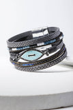 Vegan Leather Evil Eye Stacked Bracelet