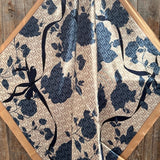 Navy and Cream Floral Printed Western Southwestern Wild Rag Scarf Accent