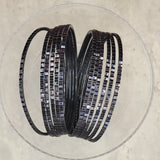 Black Ridged Thin Metal Bangles Metallics Stack of 6