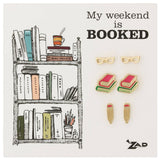 Book Worm Enamel Post Earrings Set of 3