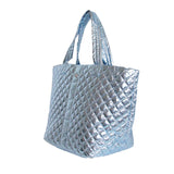 The Debra Diamond Quilted Nylon Tote Bag Ice Blue