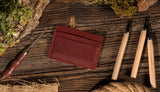 Handmade Red Genuine Leather Card Holder Wallet | 4-Slot Slim