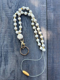 Gold Heart Beaded Teacher Nurse Lanyard with Breakaway Clasp
