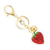 Bling Metal Rhinestone Red Strawberry Keychain Bag Charm