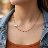 Texas Longhorns ‘Texas’ Logo Enamel Bead Necklace – 18K Gold Plated