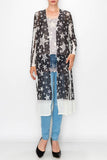 Black White Star Long Sleeve Duster