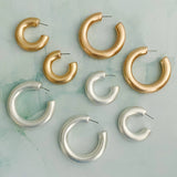 Round And Smooth Large Hoop Earrings Silver