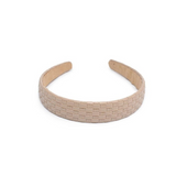 Embossed Woven Vegan Leather Headband Natural