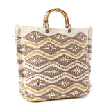 Myra Harvest Dune Hand-Embroidered Canvas Tote Bag – Misty Taupe
