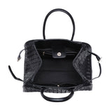 Rhonda Woven Vegan Leather Tote Bag | Black